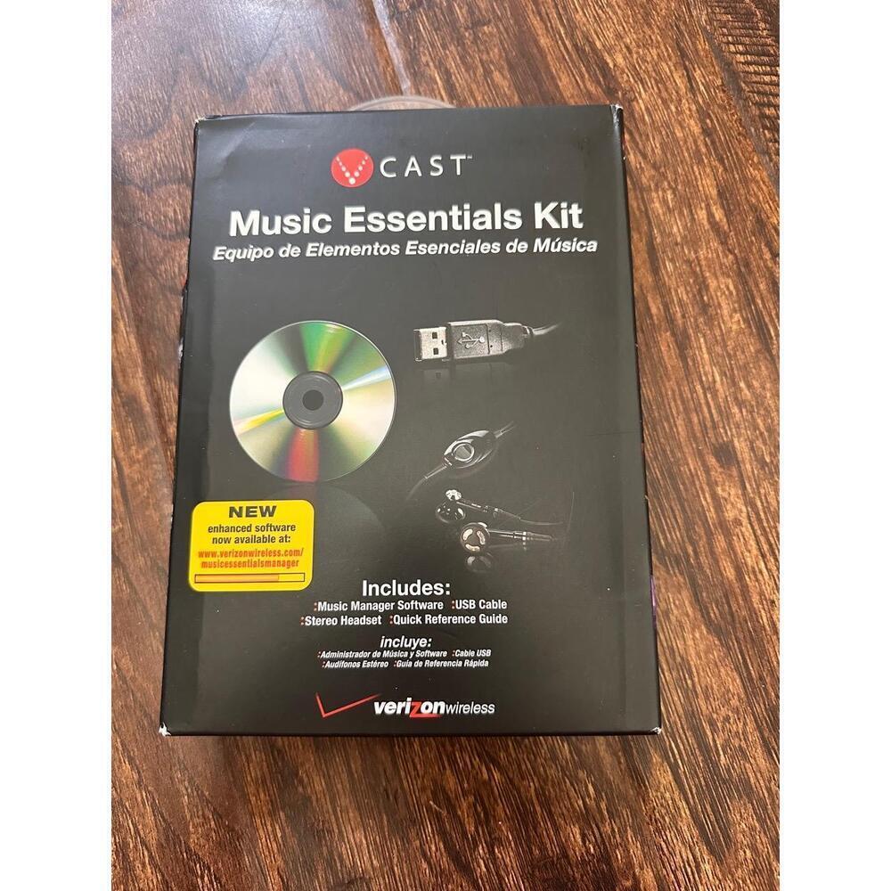 NEW Verizon Wireless VCast Music‎ Essentials Kit USB Cable Headset Software